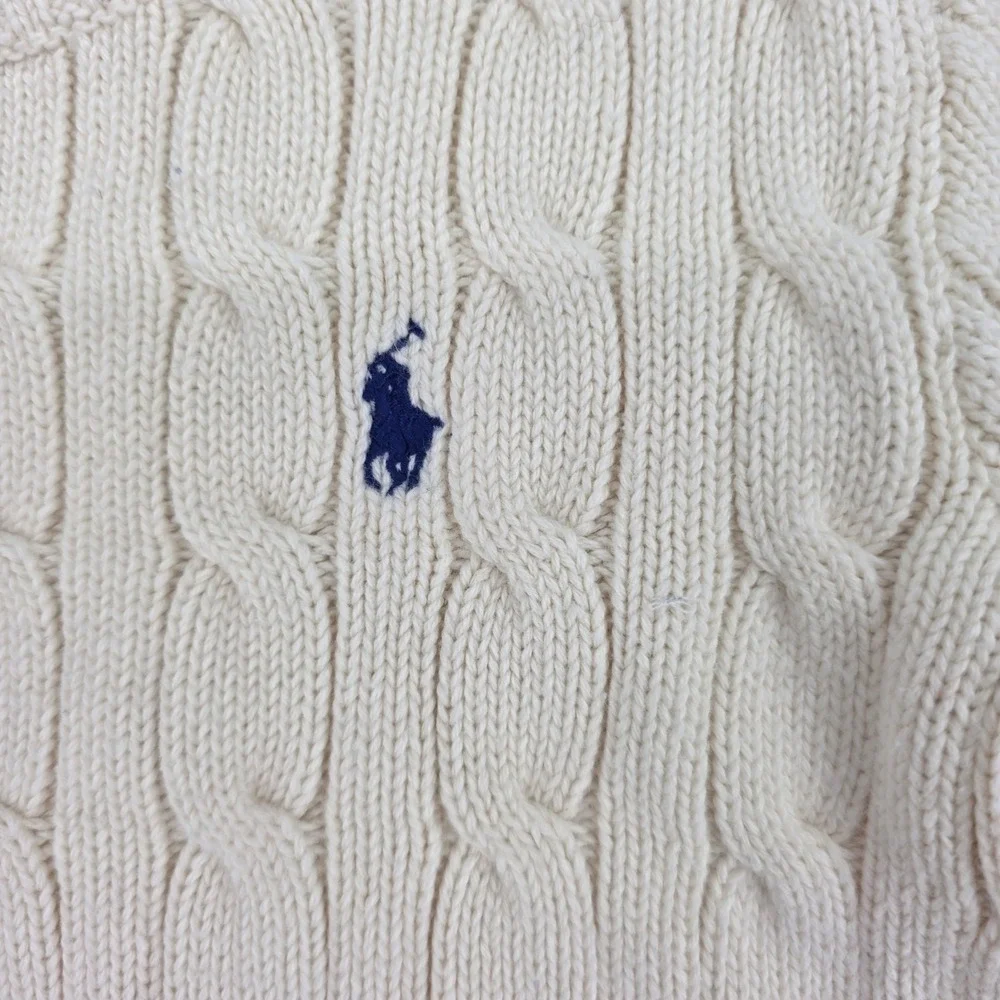 Polo Ralph Lauren Kids Cream Cable Knit Cotton Sweater Navy Pony 3/3T Pullover